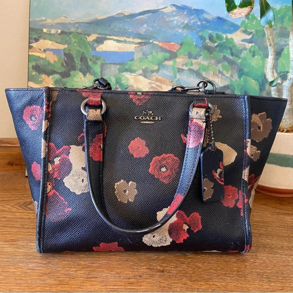 COACH CROSBY FLORAL FLOWER PRINTED LEATHER SATCHEL BAG PURSE 33856 MULTI_RARE - Picture 3 of 11